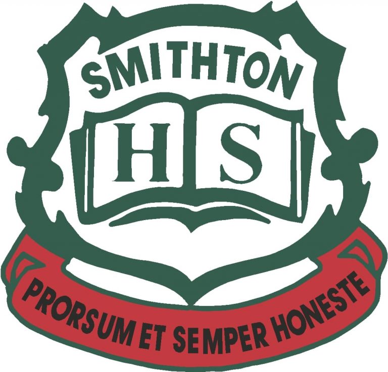 Smithton High School logo. Image includes the latin text 'Prorsum et semper honeste'.